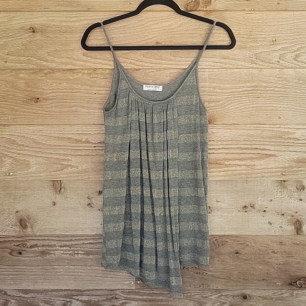 Michael Stars Gray and Gold Striped Camisole OS Fits Most